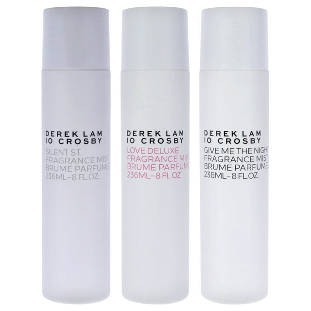 Kit Derek Lam de Derek Lam para mujeres: 3 piezas de niebla con fragancia Love Deluxe de 8 oz, niebla con fragancia Give Me The Night de 8 oz, niebla con fragancia Silent St de 8 oz