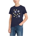 thumbnail image 2 of ITSAME Boys T-Shirts, Round Neck Football Print Short Sleeve Summer Fashion Casual Tops Navy Size 3-4, 2 of 7