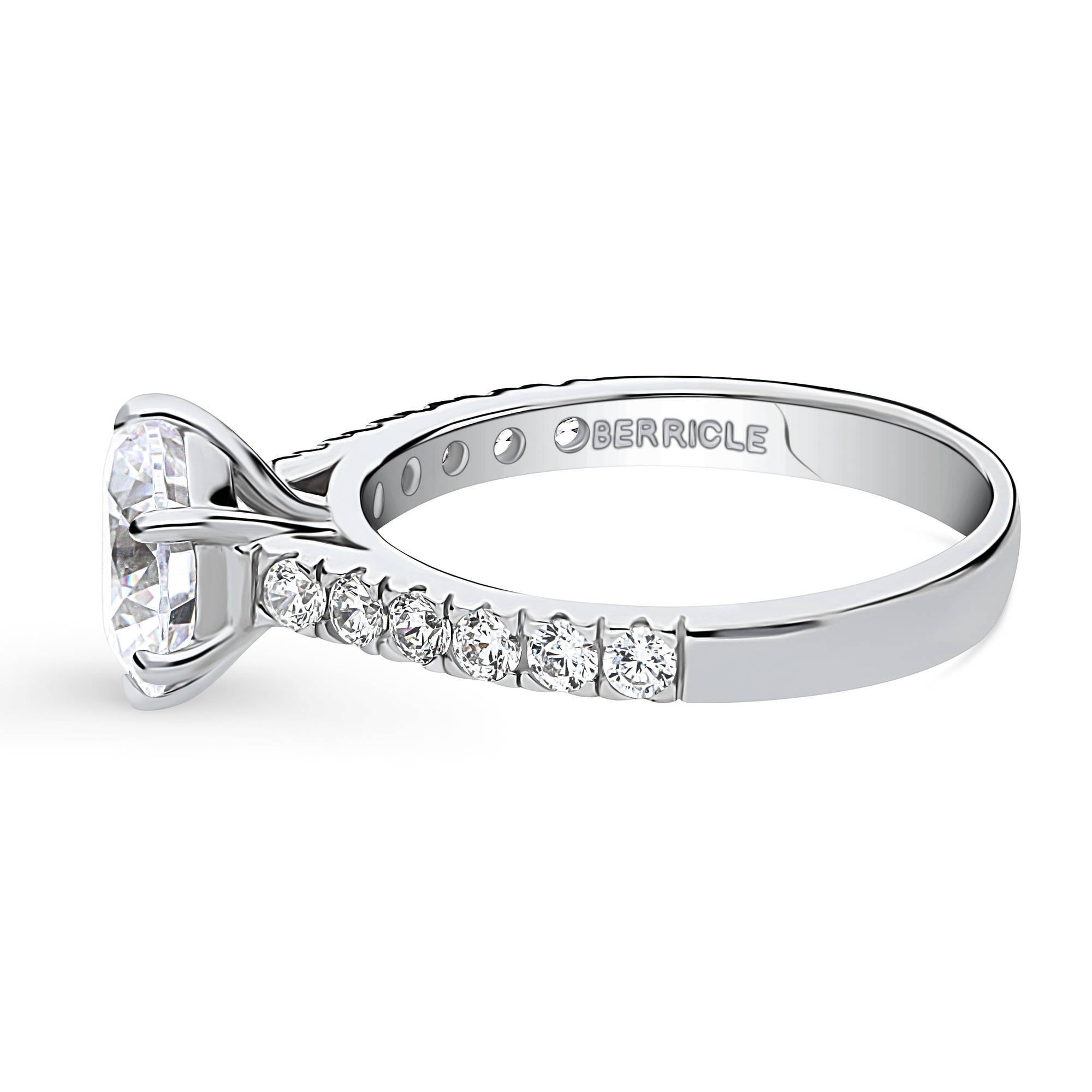 BERRICLE Sterling Silver Solitaire Wedding Engagement Rings 2 Carat Round Cut Cubic Zirconia CZ Promise Ring for Women, Rhodium Plated Size 7.5