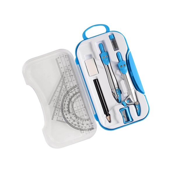 Math Geometry Kit Compass Set Protractor Triangle Geometry Kit Compass Set Ruler School Geometry Kit Student Classroom Geometry Student Math Teachers Blue