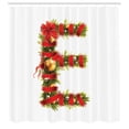 thumbnail image 3 of Ambesonne Christmas Alphabet Shower Curtain, E Letter Art, 69"Wx84"L, Pearl and Olive Green, 3 of 5