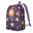 thumbnail image 2 of Witchy Gothic Backpack, Lightweight School Bag Featuring Golden Cosmic Sun and Moon Star Pattern, 2 of 5