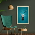 thumbnail image 2 of Bunny Wall Art with Frame, Magicians Hat with Rabbit Ears and a Magic Wand Star Motifs Tricky, Printed Fabric Poster for Bathroom Living Room Dorms, 23" x 35", Petrol Blue Multicolor, by Ambesonne, 2 of 2