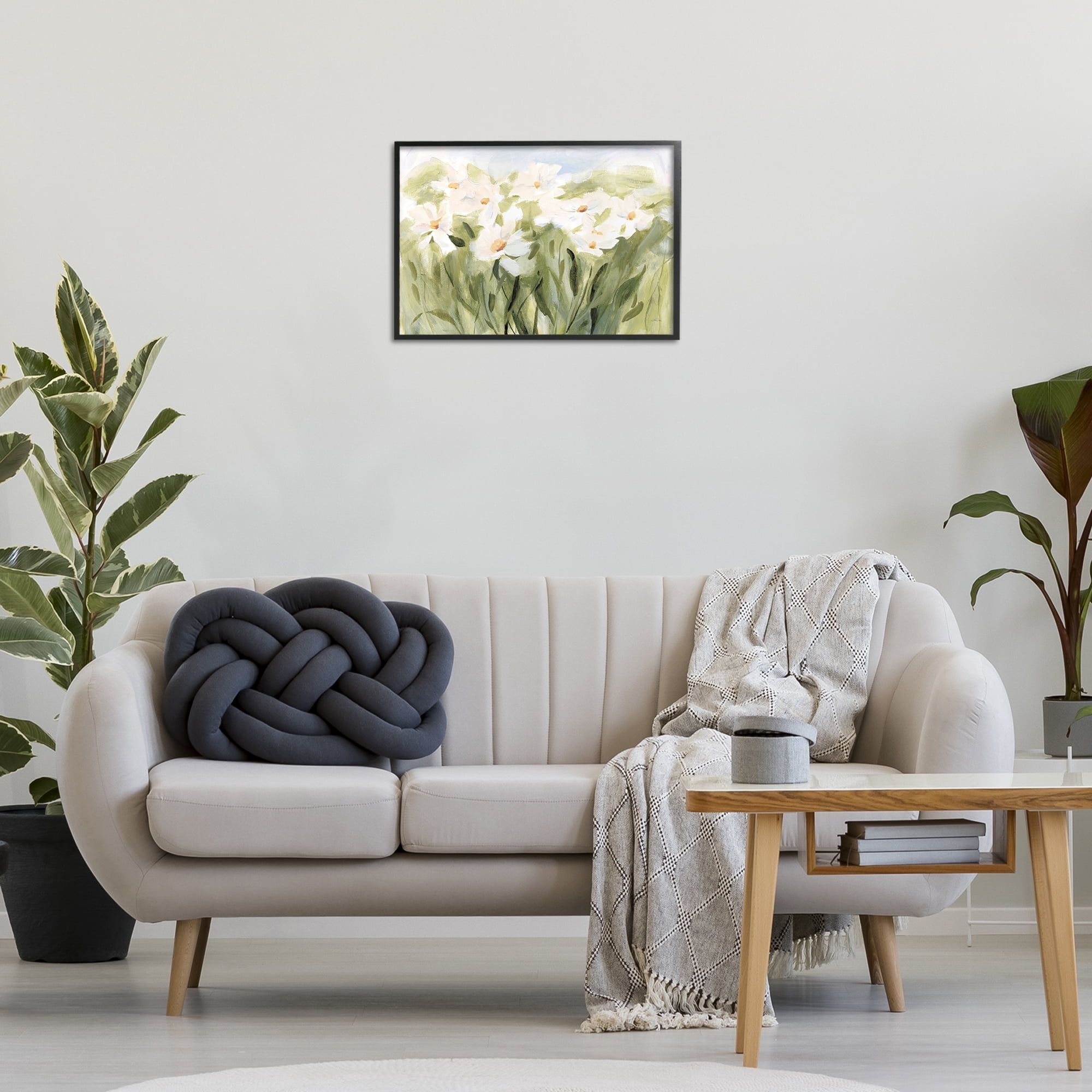Stupell Industries Daisy Meadow View Botanical & Floral Painting Black Framed Art Print Wall Art, 24 x 16