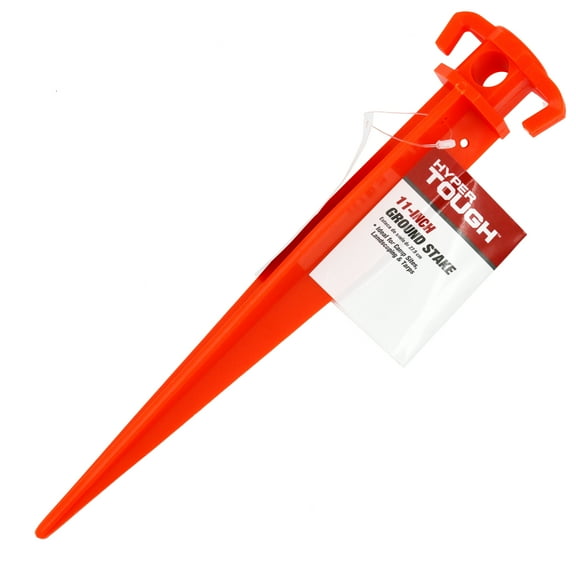 Hyper Tough 11 inch Ground Stake, Orange Color, Durable Plastic, Landscaping Stake Type, 1 oz