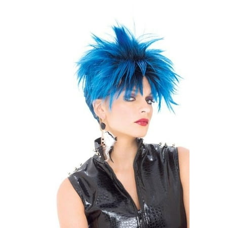 Punk Girl Blue & Black Adult Costume Wig One Size