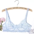 thumbnail image 2 of Risckoth Women's Floral Lace Bra, Solid Bow Decor Adjustable Thin Straps Comfort Daily Lingerie, Sky Blue, 2 of 5
