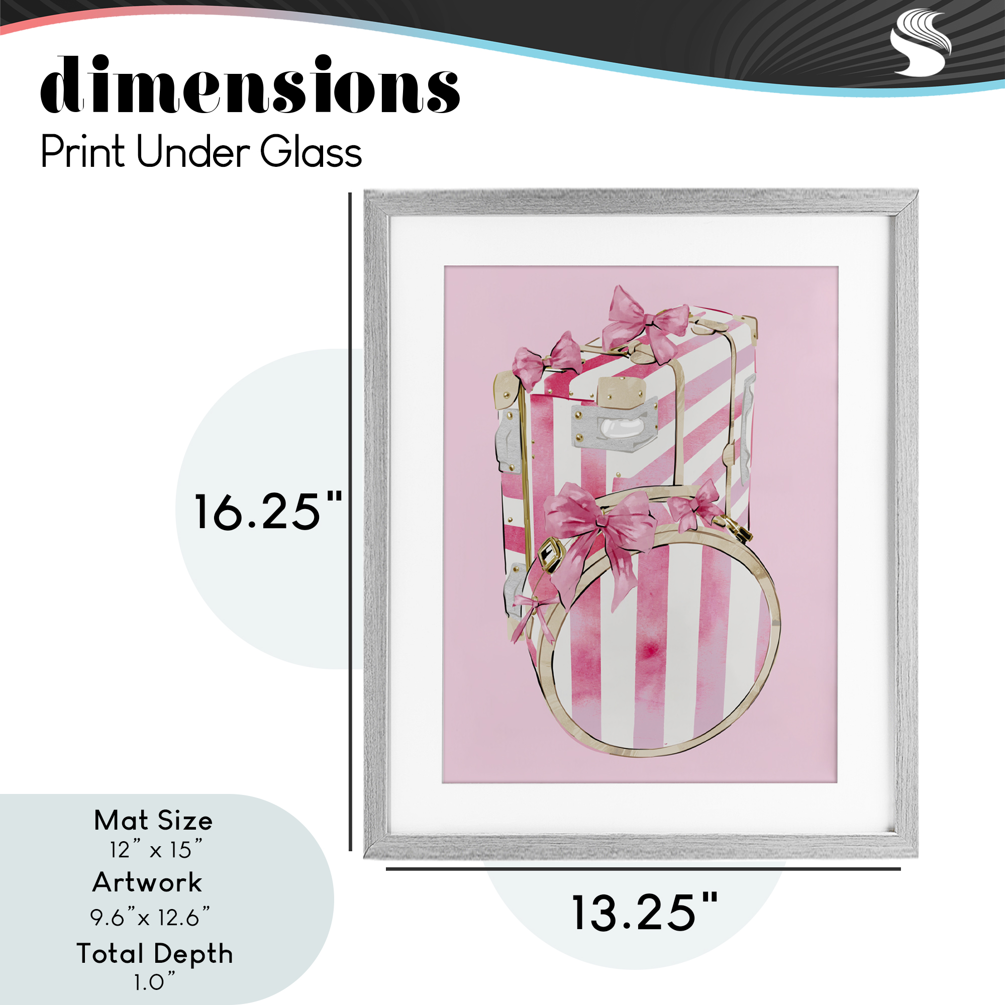 Pastel Stripe Luggage Gray Framed Print Under Glass, design by Ziwei Li