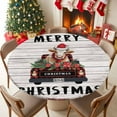 thumbnail image 5 of Round Fitted Tablecloths with Elastic Edge Christmas Cow Flower Truck Waterproof Table Cover for Kitchen Dining Party Decor,36" - 44", 5 of 9
