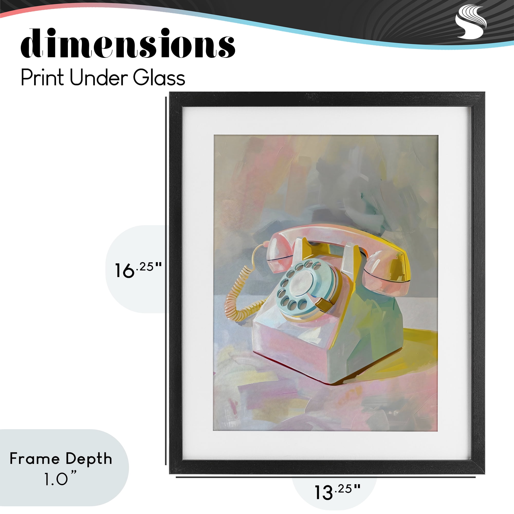 Stupell Industries Retro Telephone in Pastels Black Framed Print Under Glass, design by The Prints Vibe