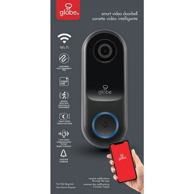 Globe Electric Wi-Fi Smart Home Black/Gray ABS/Polycarbonate Wireless Video Doorbell Globe Electric Wi-Fi Smart Home Black/Gray ABS/Polycarbonate Wireless Video Doorbell