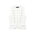 thumbnail image 3 of Women's Fashion Slim Fit Knitted Vest Retro Sleeveless Slim Fit Button Business Casual Vest Soft Elegant Lightweight Vest Daily Office Travel Outfits, White M, 3 of 3