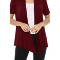 thumbnail image 6 of Women's Casual Solid Short Sleeve Basic Open Draped Front Cardigan Office Wear, 6 of 6