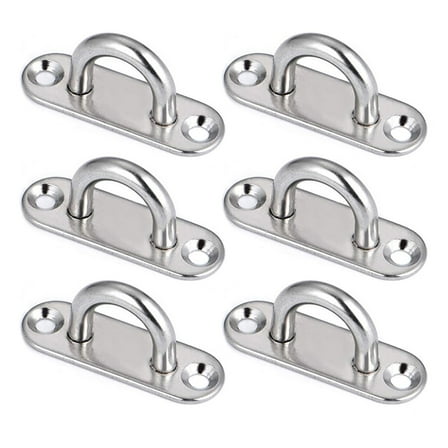 Milue 6Pcs 5mm Boat Yacht Fixing Buckle Stainless Steel Eye Plate Oblong Pad Hook