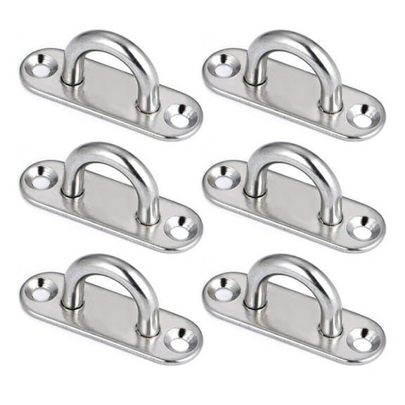 Milue 6Pcs 5mm Boat Yacht Fixing Buckle Stainless Steel Eye Plate Oblong Pad Hook