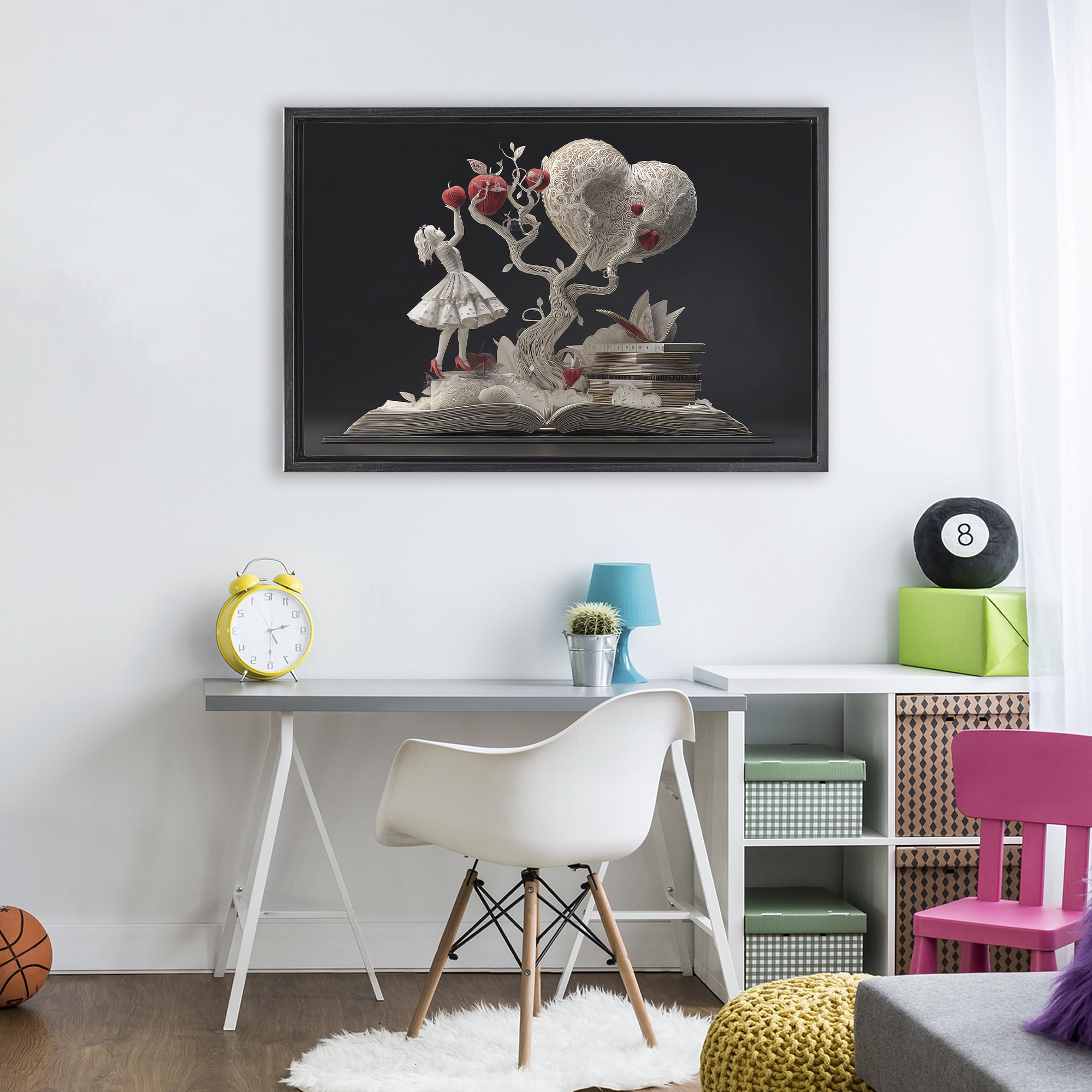 Stupell Industries Paper Sculpture Style Fairytale Black Framed Floater Canvas Wall Art, design by The Wands Want