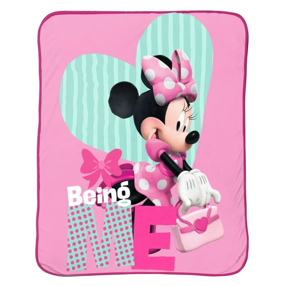 Disney Minnie Mouse Pink 62" x 90" Plush Fleece Twin-Sized Microfiber Blanket