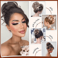 thumbnail image 6 of DOPI Claw Clip Messy Bun Hair Piece Wavy Curly Hair Bun Clip in Claw Chignon Ponytail Hairpieces Synthetic Tousled Updo Hair Extensions Scrunchie Hairpiece for Women, Gray and White Tips, 6 of 6