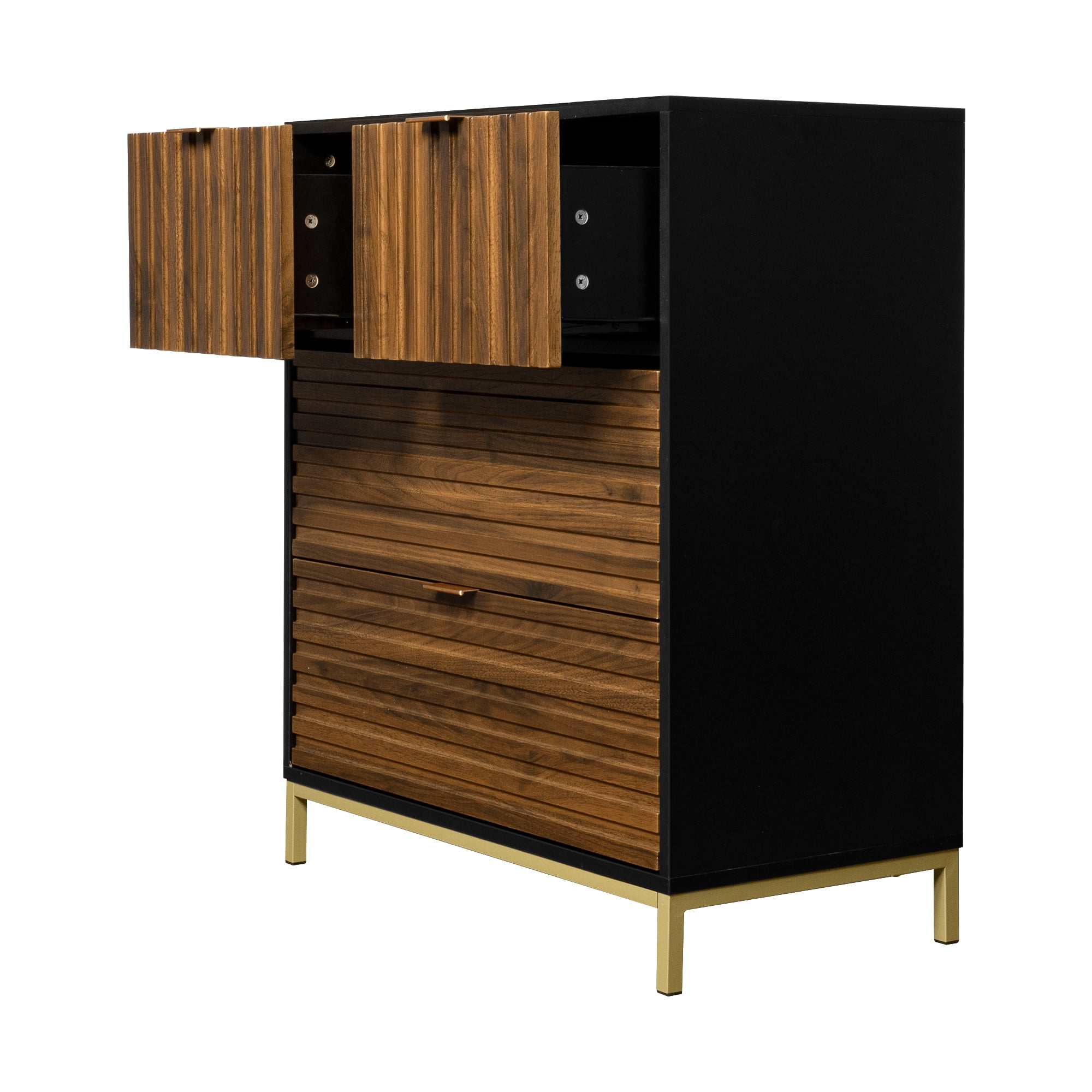 Kadyn Modern Drawer Dresser, Mid Century Chest of Drawers, 4 Drawer Chest Tower Storage Nursery Bedroom Dresser Organizer, Rustic Brown