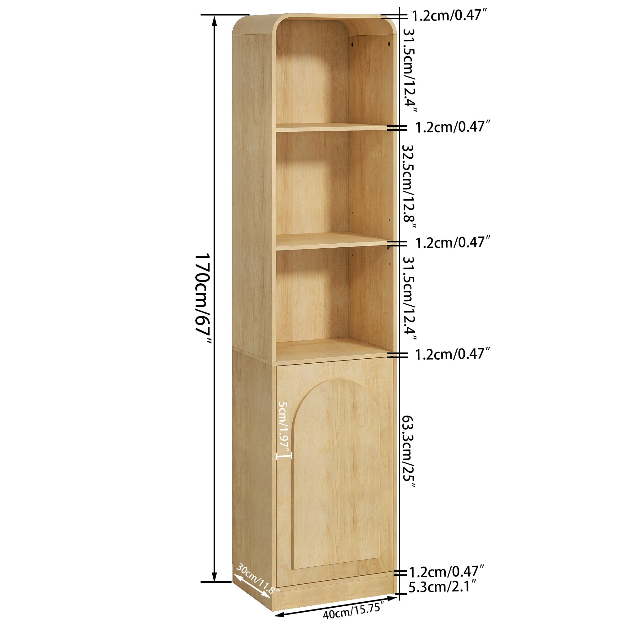 67" Tall Narrow Storage Cabinet Freestanding Tower Cabinet with Door Space Saving Organizer for Bathroom Kitchen Living Room