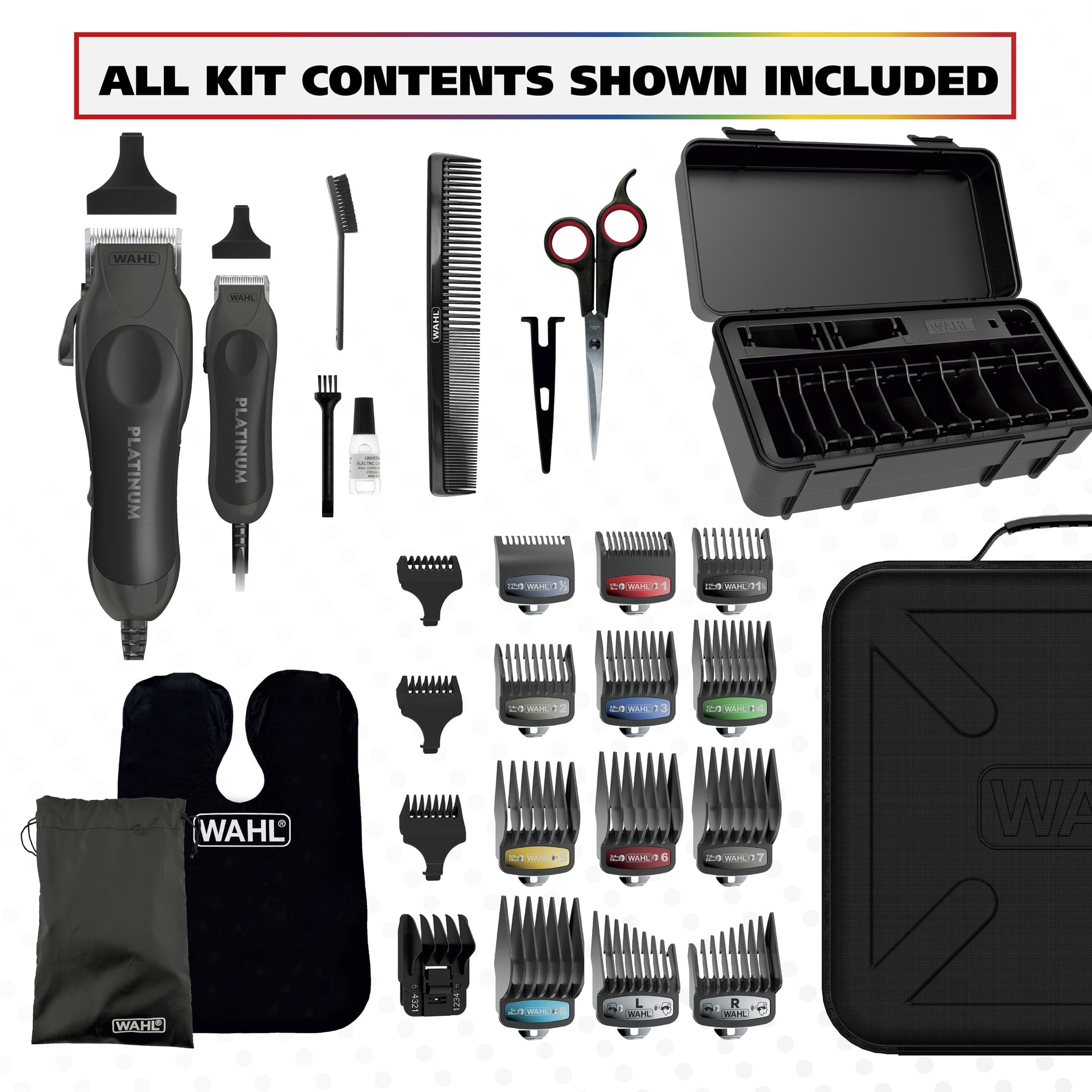 Wahl Pro Series Platinum Combo Kit for Men & Women, Premium Hair Clipper Black/ Corded 79804-100