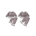 thumbnail image 2 of Loicainy Baby Toddler Girl Fall Outfits 6 12 18 24 Months 2T 3T 4T Plaid Print Long Sleeve Doll Collar Tops Flare Pants Clothes Set, 2 of 9