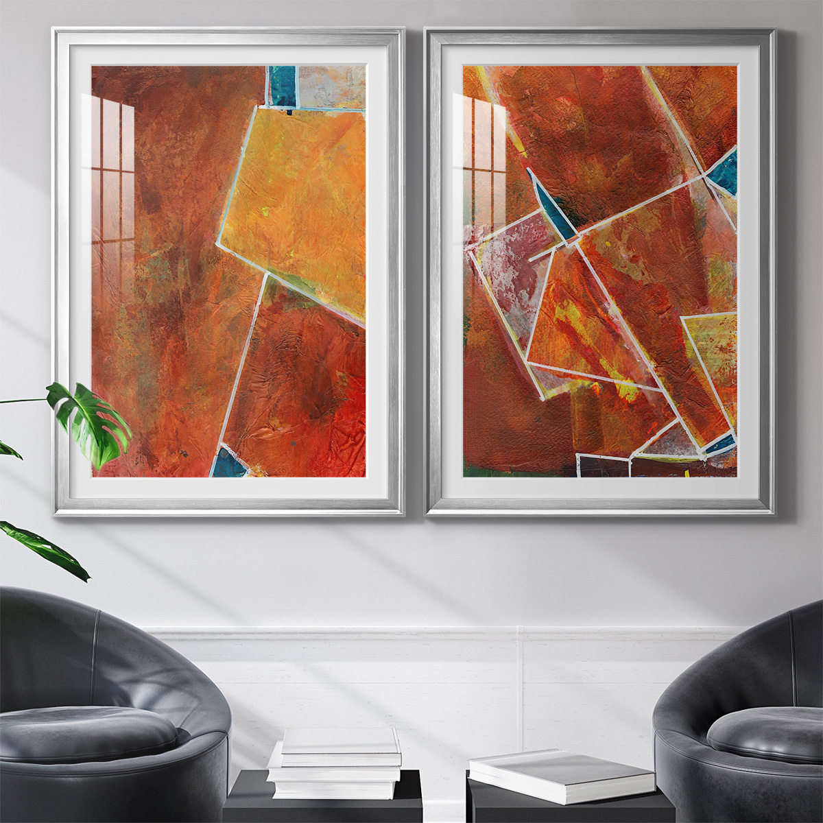 Wexford Home Primary Connection I Premium Framed Print, 30.5" x 42.5" - Ready to Hang, Silver (Set of 2)
