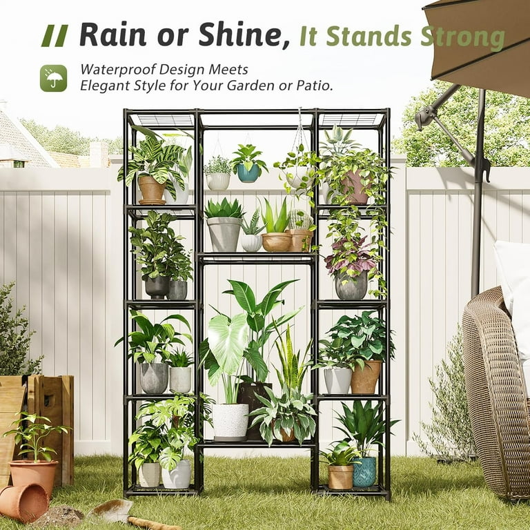 Plant Stand with Grow Lights Large Plant Shelf Indoor Plant Cabinet Hanging  Plant Rack Metal Plant Holder for Multiple Plants for Living Room Patio  Balcony Garden Black - Walmart.com