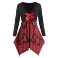 thumbnail image 1 of Tamaño más Bandana Imprimir Bowknot pañuelo Hem Túnica Tee Rosegal Mangas largas de talla grande, 1 of 5