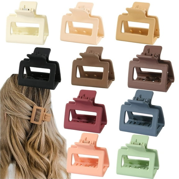 Yoyauz Square Small Hair Clips for Women Girls,2 Inch Matte Rubber Coating Medium Claw Clips Thin Short Hair,Strong Hold Jaw Clips