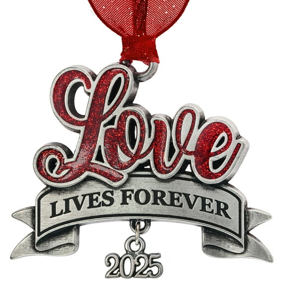 Love Lives Forever Ornament with Date Charm