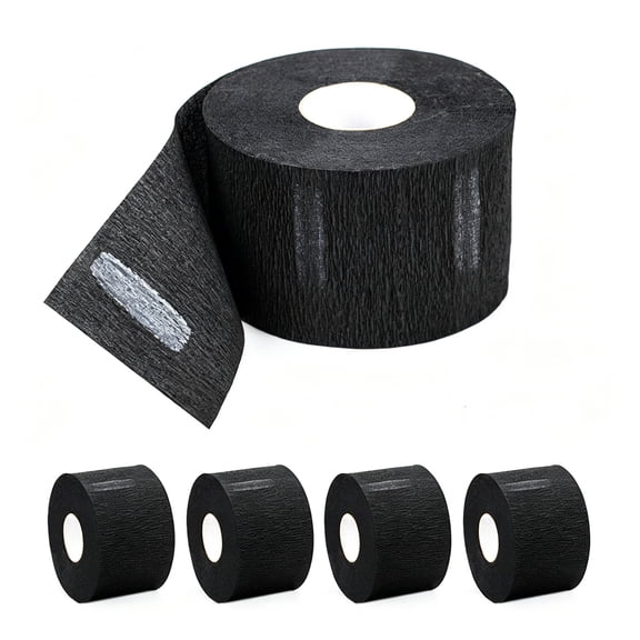 CCOCC Disposable Paper Barber Neck Strips - 5 Rolls 500 Strips Black Stretchy Paper Neck Band for Salon Haircut Styling