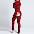 thumbnail image 1 of Pijama funcional Augper con solapa y botones para adultos, mono sexy de una pieza con solapa y botones, mono estampado de manga larga, ropa de dormir con cuello en V, 1 of 4