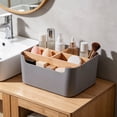 thumbnail image 6 of JHyouerji 5 Grid Plastic Wood Desktop Storage Box 8x6x4 Inch,Gray Waterproof Cosmetic Remote Control Organizer Basket for Coffee Table Bedroom Bathroom Office Storage, 6 of 9