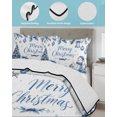 thumbnail image 3 of Quilts Queen Size Bedding Set, Blue Christmas Reversible Summer Quilt 3 Pieces, Xmas Tree Balls Snowman Gifts Snowflake Lightweight Bedspreads Coverlets with 2 Pillow Shams for All Seasons, 3 of 5