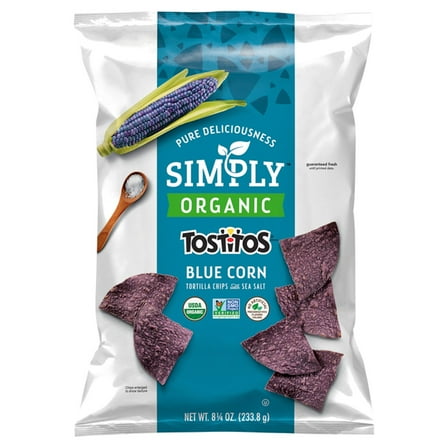 2 Pack - Tostitos Tortilla Chips Simply Organic Blue Corn 8.25 oz Package May Vary