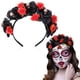 thumbnail image 1 of Diadema de calavera con flores para mujer, ideal para disfraz de Halloween, cosplay o baile de máscaras., 1 of 8