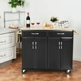 thumbnail image 3 of Rolling Kitchen Trolley Island Cart Wood Top Storage Cabinet Utility w/ Drawers, 3 of 10