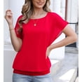 thumbnail image 5 of Uvplove Women's Summer Loose Casual Short Sleeve Chiffon Top T-Shirt Blouse,Bright Red,M, 5 of 15