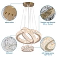 thumbnail image 4 of Lámpara LED FRIXCHUR con 3 anillos, cristal dorado, 50 W, 3000 K, 47 cm, 4 of 7