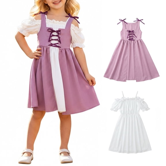 Girls Short Sleeve Dresses Set Halloween Cosplay Halloween for Girls Size 2-9 Years