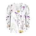 thumbnail image 6 of Bzhegqhd Women's Blouses Printed V-Neck Button Down Long Sleeve Loose Fit Tops Soft Stretch Casual T-Shirts Relaxed Fit Boho Style Fall Fashion Tunic Shirt, 6 of 6