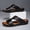 Black, variant on Men's & Unisex Handmade Open-Toe Slippers - Slip-On Round Toe Sandals Suitable for All-Season Indoor/Outdoor Wear, Breathable Sole & Upper, Lightweight Casual Beach Footwear for Spring, Summer