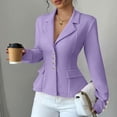 thumbnail image 4 of Chiccall Fitted Waist Long Sleeve Blazer Jacket for Women Solid Notched Collar Button Open Front Peplum Suit Coat with Pockets, 4 of 6