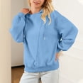 thumbnail image 2 of GigrtiJin Sweat à Capuche pour Femmes, Manches Longues, Col Rond, Pull-Over, Blouses Décontractées, Couleur Unie, 2 of 8