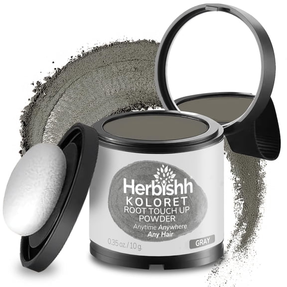 Koloret Root Touch Up Powder– Gray Powder for Women & Men, Instant Root Cover Up for Gray Coverage, Hairline Concealer for Thinning Hair & Bald Spots, Water-Resistant & Smudge-Proof, 10g