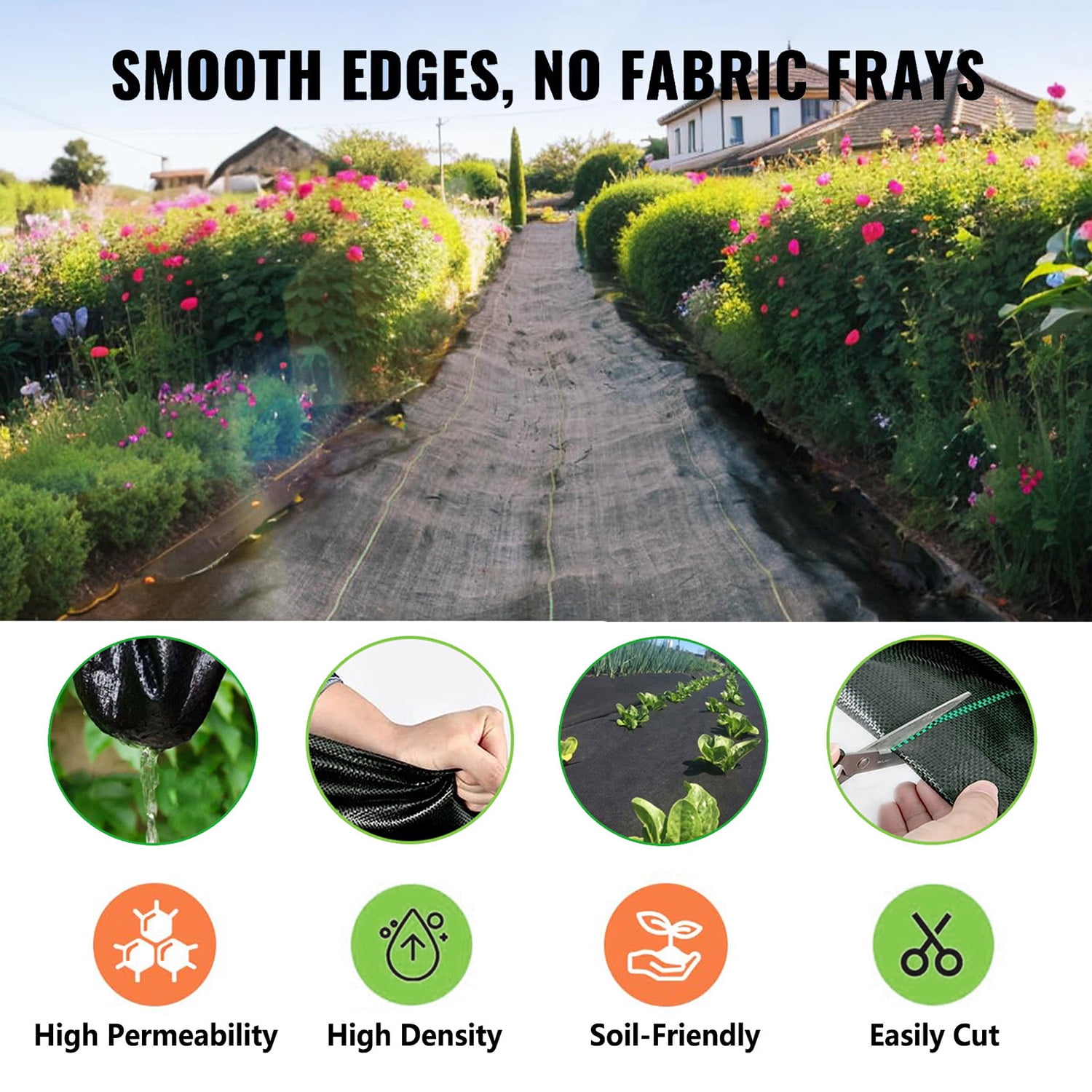 Goasis Lawn Black Weed Barrier 3ft x 250ft Heavy Duty PP Woven Landscape Fabric