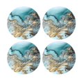 thumbnail image 1 of Ounissouiy Posavasos de cerámica de oro azul Base de taza Absorbente Mármol Océano Decorativo Mostrada 4 piezas Ounissouiy HA026036-01, 1 of 6