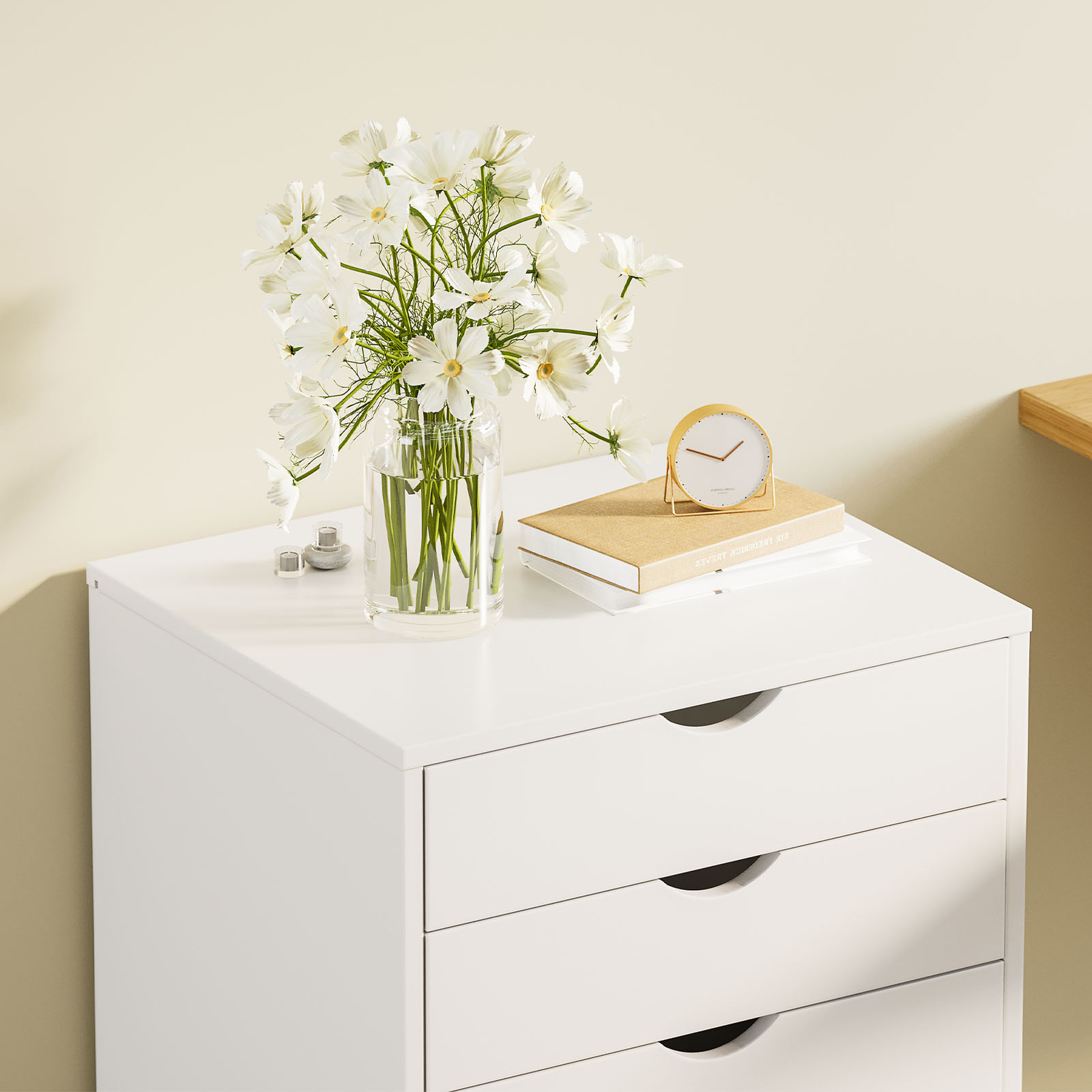 MCQ 7-Drawer Mobile File Cabinet Wooden Storage Chest with Wheels for Home Office Organize, Black