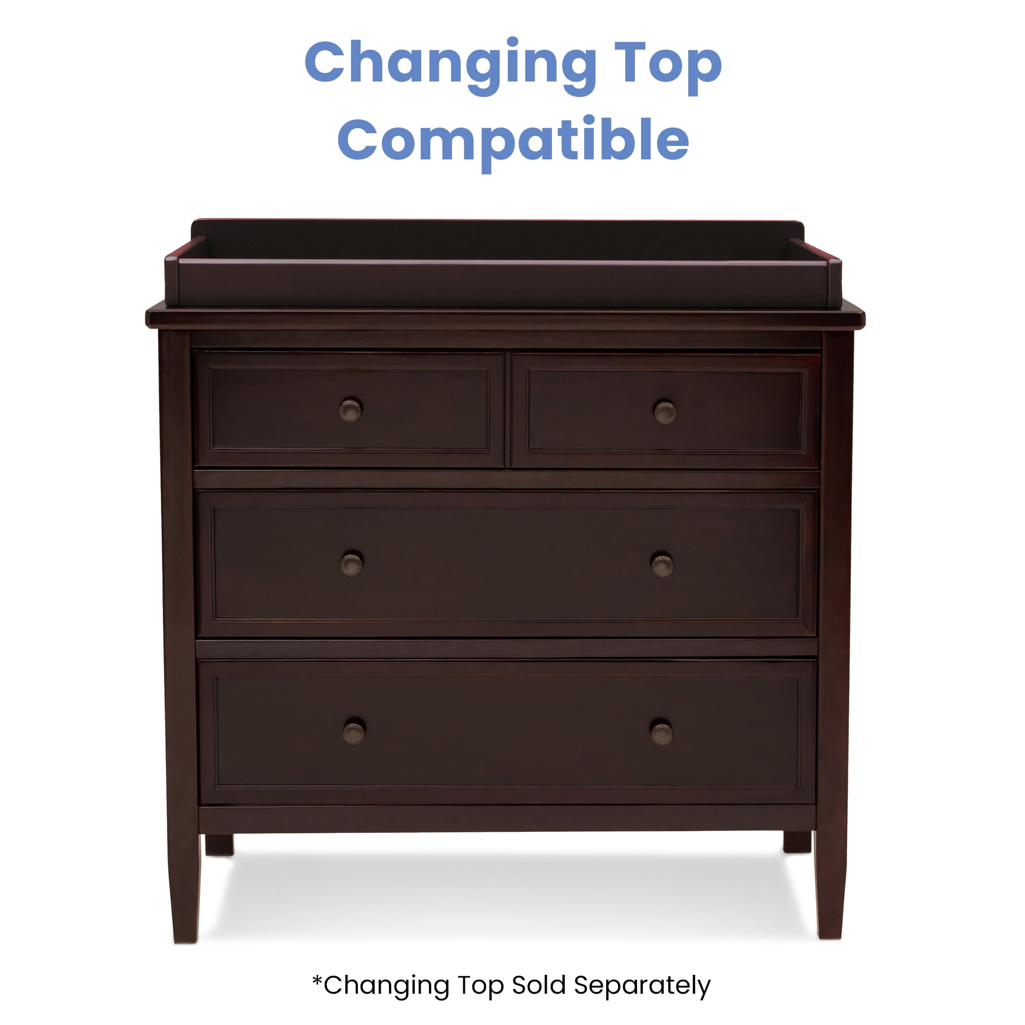 Delta Children Epic 3 Drawer Dresser with Interlocking Drawers - Greenguard Gold Certified, Walnut Espresso